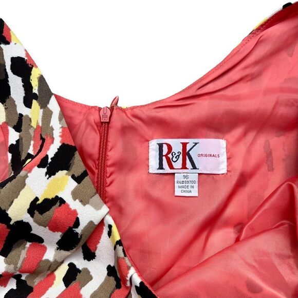 R&K ORIGINALS Multi-Color Dress W/ Pockets Size 16 - Picture 5 of 5